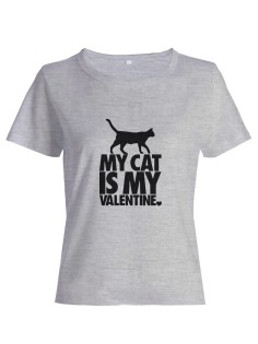 Футболка ко дню влюбленных с принтом Cat is my valentine | Футболка на 14 февраля