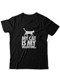 Футболка ко дню влюбленных с принтом Cat is my valentine | Футболка на 14 февраля