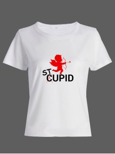 Футболка ко дню влюбленных с принтом St upid | Футболка на 14 февраля