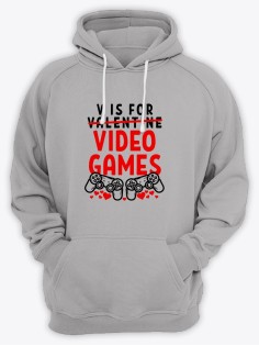Толстовка ко дню влюбленных с принтом V is for video games | Толстовка на 14 февраля