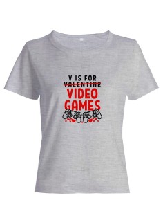 Футболка ко дню влюбленных с принтом V is for video games | Футболка на 14 февраля