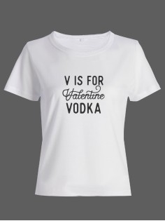 Футболка ко дню влюбленных с принтом V is for vodka | Футболка на 14 февраля