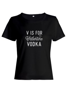 Футболка ко дню влюбленных с принтом V is for vodka | Футболка на 14 февраля