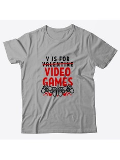 Футболка ко дню влюбленных с принтом V is for video games | Футболка на 14 февраля