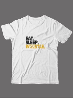 Бойцовская футболка для тренировок и повседневной носки для бойцов ММА с принтом Eat sleep wrestle