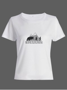 Прикольная футболка с принтом Be nice to fat people | Смешная и оригинальная футболка