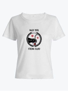 Прикольные футболки с надписью Wash your hands | Смешная футболка женская