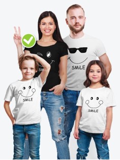 Футболки Фэмили Лук с рисунком Smiley family | Футболки для всей семьи