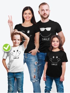 Футболки Фэмили Лук с рисунком Smiley family | Футболки для всей семьи