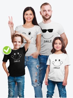 Футболки Фэмили Лук с рисунком Smiley family | Футболки для всей семьи