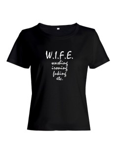 Футболка женская со смешным принтом W.I.F.E. | Модная, прикольная и стильная футболка
