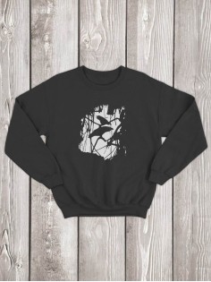 Свитшот мужской с принтом Ворон | Модная и стильная толстовка без капюшона