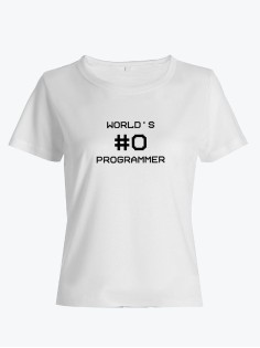 Футболка женская со смешным принтом Worlds #0 Programmer | Модная, прикольная и стильная футболка