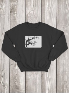 Свитшот женский с принтом Дерево и сова | Модная и стильная толстовка без капюшона