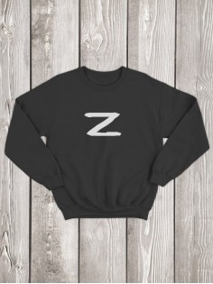 Женский свитшот с буквой Z / Толстовка без капюшона с принтом Z для женщин