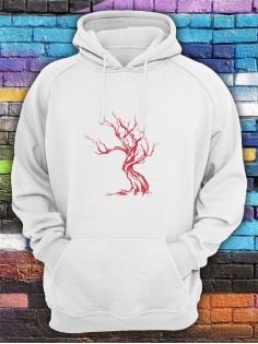 Худи мужское с принтом Дерево | Модная и стильная толстовка с капюшоном
