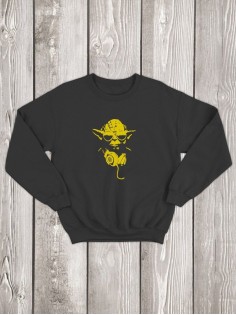 Свитшот мужской с принтом Йода | Модная и стильная толстовка без капюшона