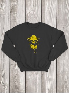 Свитшот женский с принтом Йода | Модная и стильная толстовка без капюшона