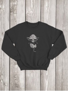 Свитшот женский с принтом Йода | Модная и стильная толстовка без капюшона