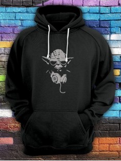 Худи мужское с принтом Йода | Модная и стильная толстовка с капюшоном