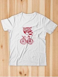 Футболка мужская с рисунком Сова на велике | Модная, прикольная и стильная футболка