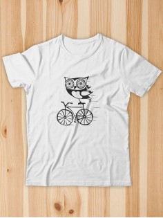 Футболка мужская с рисунком Сова на велике | Модная, прикольная и стильная футболка