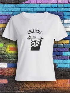 Футболка женская с рисунком Chill Vibes | Модная, прикольная и стильная футболка