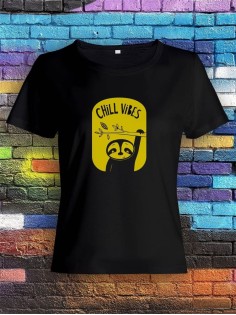 Футболка женская с рисунком Chill Vibes | Модная, прикольная и стильная футболка