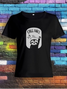 Футболка женская с рисунком Chill Vibes | Модная, прикольная и стильная футболка