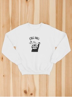 Свитшот мужской с принтом Chill Vibes | Модная и стильная толстовка без капюшона