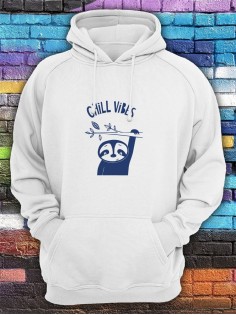 Худи мужское с принтом Chill Vibes | Модная и стильная толстовка с капюшоном