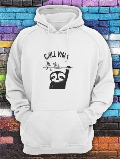 Худи мужское с принтом Chill Vibes | Модная и стильная толстовка с капюшоном