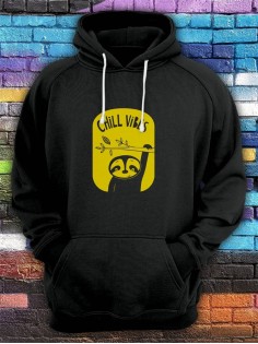 Худи мужское с принтом Chill Vibes | Модная и стильная толстовка с капюшоном