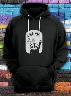 Худи мужское с принтом Chill Vibes | Модная и стильная толстовка с капюшоном