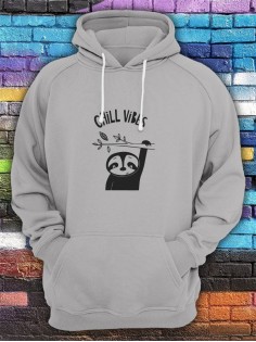 Худи женское с принтом Chill Vibes | Модная и стильная толстовка с капюшоном