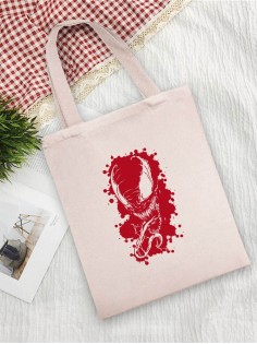 Сумка шоппер с принтом | Тканевая эко сумка с ручкой