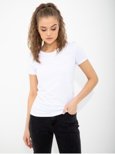 Футболка/Модная/Базовая/стильная/женская/летняя/хлопковая/однотонная/белая