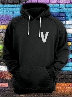 Худи V мужское/черные/армия России/с принтом v/со знаком v/ с надписью/своих не бросаем/военный