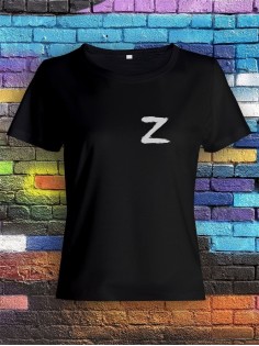 Футболка Z женская/черная/армия России/с принтом z/со знаком z/ с надписью/своих не бросаем/военная