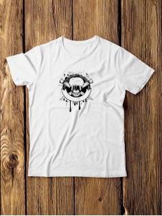 Футболка мужская с черепом базовая оверсайз с рисунком с надписью с принтом черепа