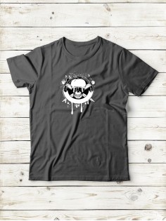 Футболка мужская с черепом базовая оверсайз с рисунком с надписью с принтом черепа