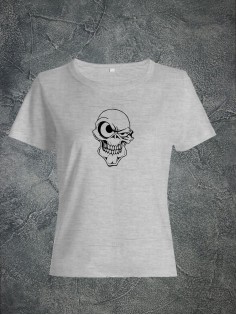 Футболка женская с черепом базовая оверсайз с рисунком с надписью с принтом черепа