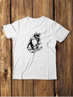 Футболка мужская с черепом базовая оверсайз с рисунком с надписью с принтом черепа