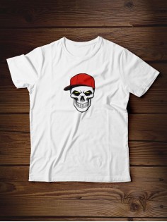 Футболка мужская с черепом базовая оверсайз с рисунком с надписью с принтом черепа