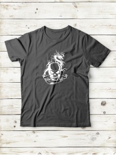 Футболка мужская с черепом базовая оверсайз с рисунком с надписью с принтом черепа