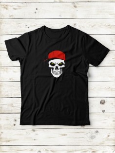 Футболка мужская с черепом базовая оверсайз с рисунком с надписью с принтом черепа