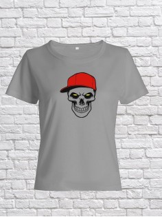 Футболка женская с черепом базовая оверсайз с рисунком с надписью с принтом черепа