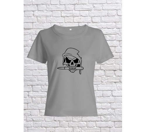 Футболка женская с черепом базовая оверсайз с рисунком с надписью с принтом черепа