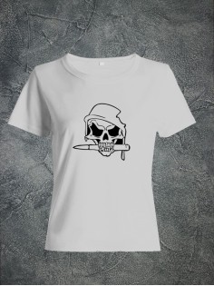 Футболка женская с черепом базовая оверсайз с рисунком с надписью с принтом черепа