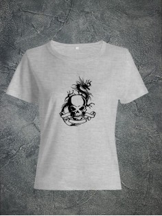 Футболка женская с черепом базовая оверсайз с рисунком с надписью с принтом черепа